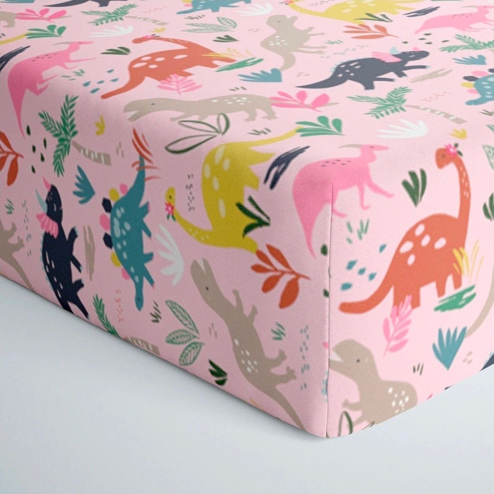 NWT Little Sleepies Crib Sheet Kids OG Pink Jurassic Jungle Bamboo Sold Out